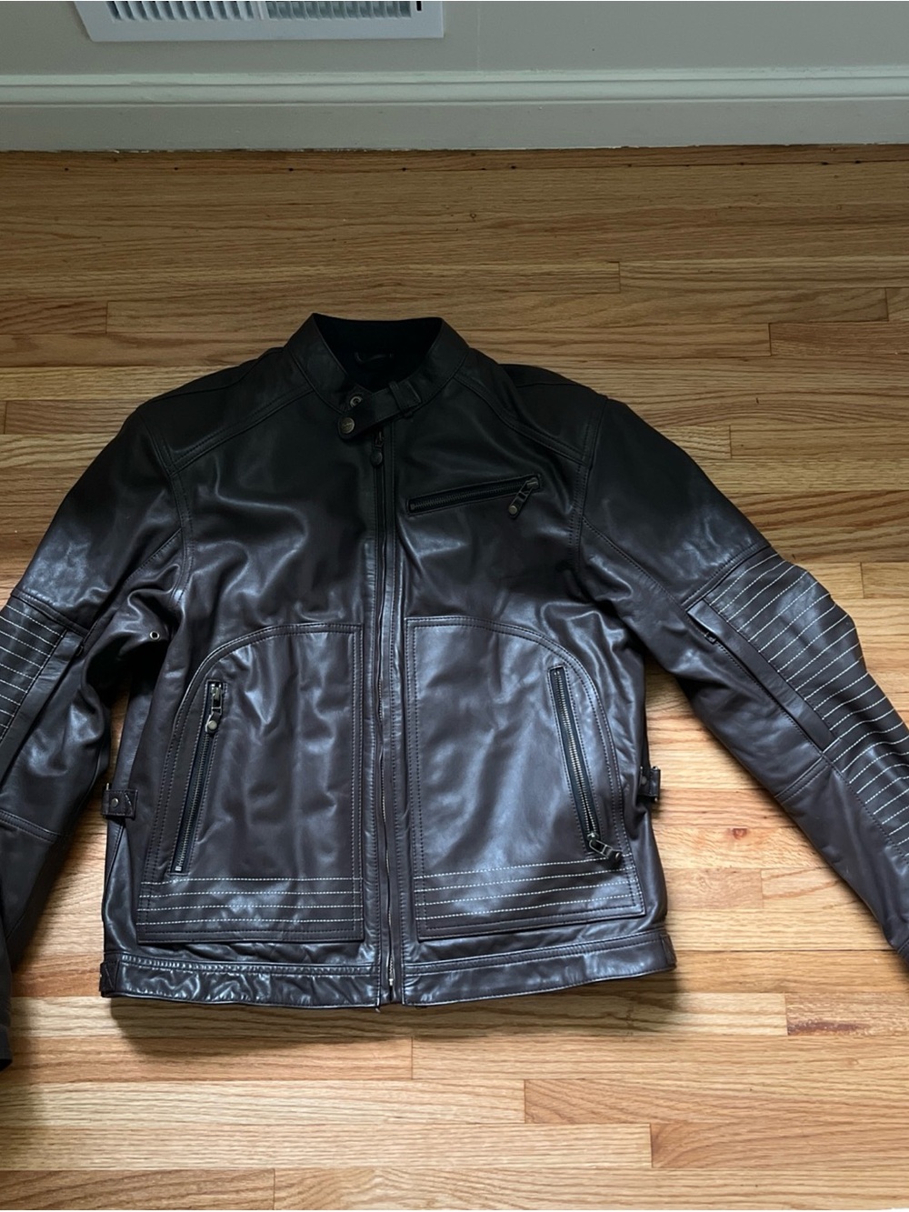 Men's Brown Leather Bomber Jacket